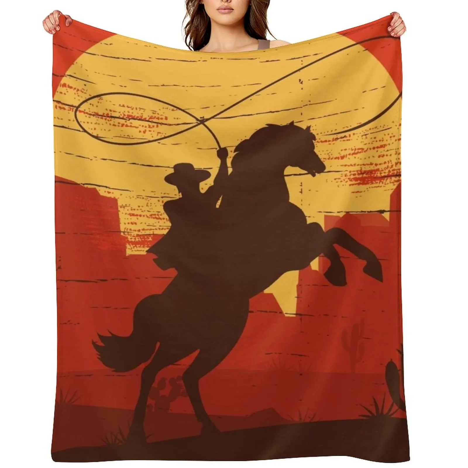 

Cowboys of the Wild West - Riding Solo Throw Blanket Summer Sofas Decorative Sofas Travel Blankets