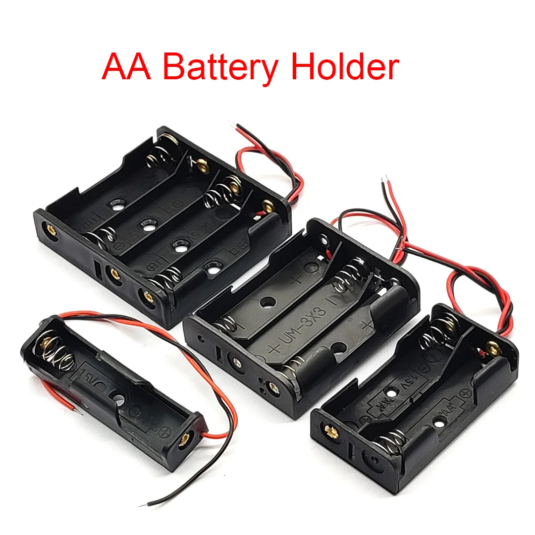 

Battery box 1/2/3/4 slots AA battery box AA battery holder 14500 AA lead DIY connection toy power supply 1/4 slot storage box