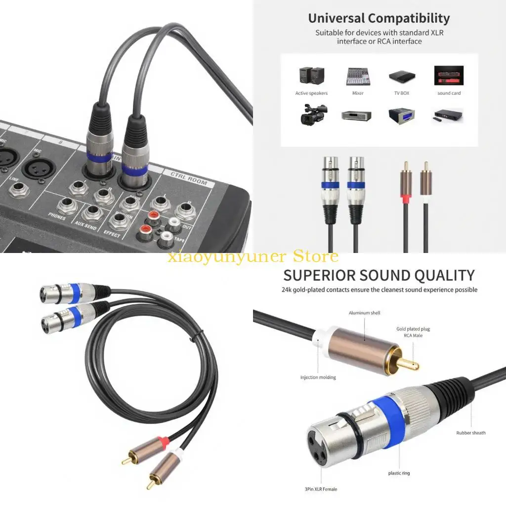 P9JB Practical Sound Interconnects Cable Female Male Metal Cores Double Layer Shielding for Balanced Signal Conversion