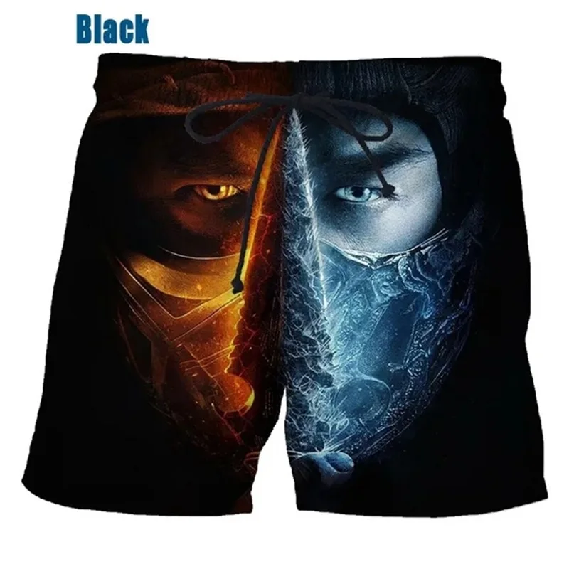 3D Printed Mortal Kombat Mens Beach Shorts Fighting Game Cool Graphics Shorts For Men Fashion Casual Harajuku Streetwear