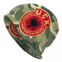 Old Albania Flag UCk Bonnet Hats Street Knitting Hat Women Men Autumn Winter Warm Kosovo Liberation Army Skullies Beanies Caps