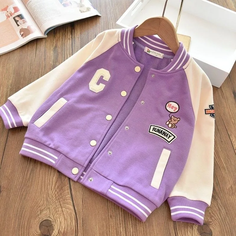 2024 New Fashion Girls giacca da Baseball primavera autunno carino uniforme cappotto per ragazza sport capispalla 3-12 anni vestiti per bambini