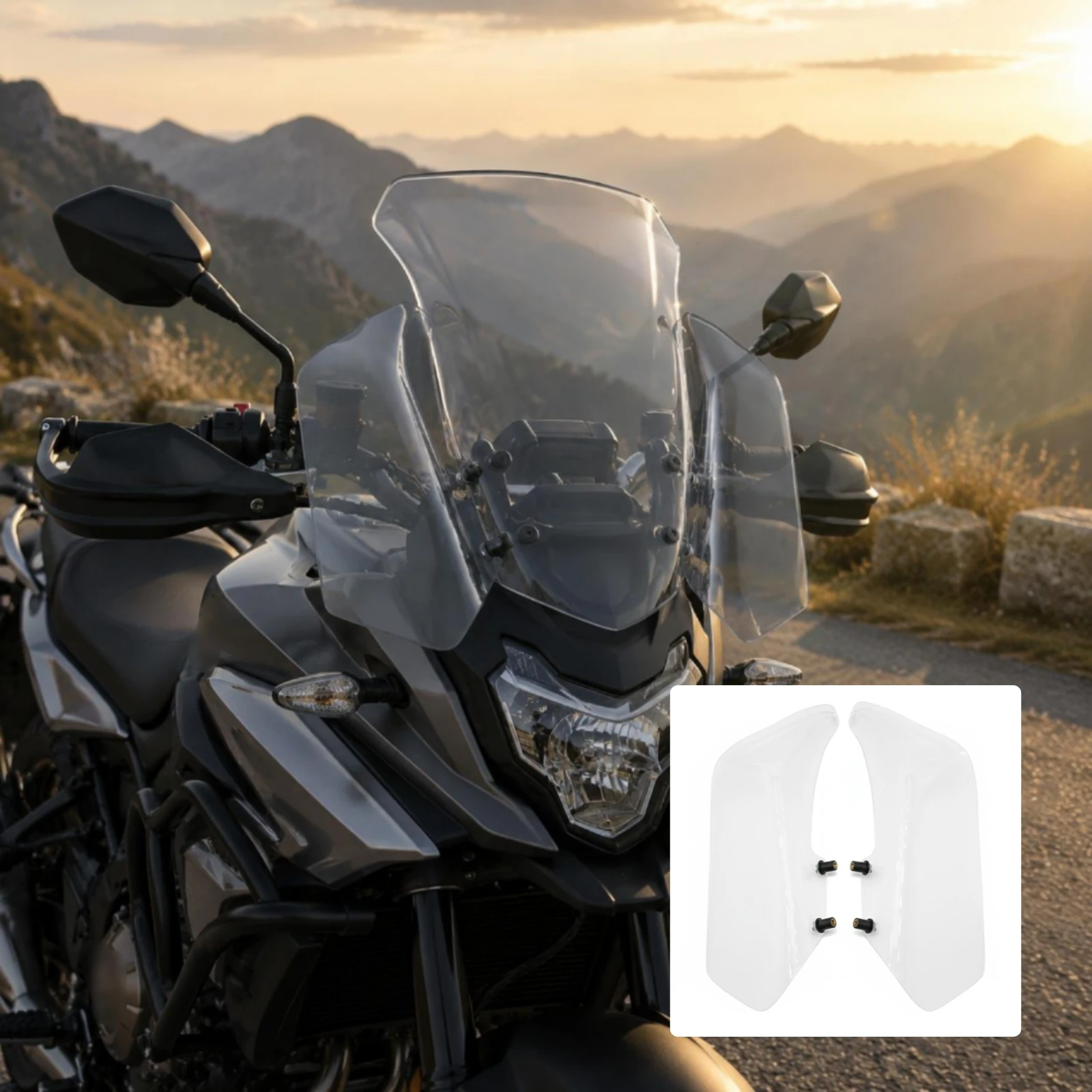 2 Pieces XT1200Z Windshield Panel Curved Motorcycle Side Windshield Panel Wind Deflector Pair Mounting Holes