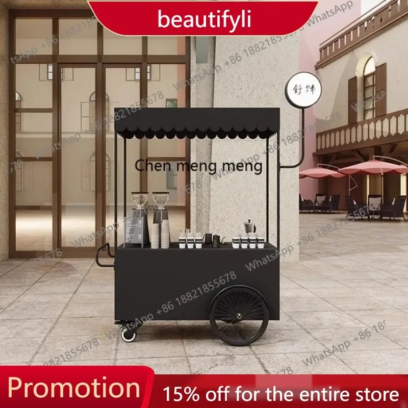 Q181 Wrought iron stall cart Mobile night market Outdoor promotion Food truck Market stall cart