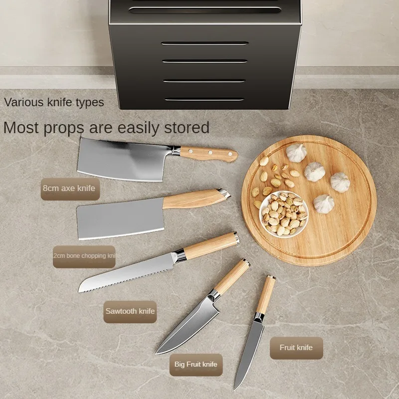 Kitchen Knife Holder Knife Storage Rack No Punching Wall-mounted Storage Box Knife Storage Box Household Knife Storage Seat