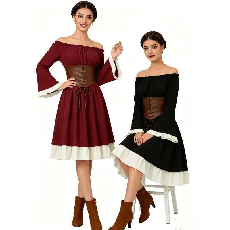 Medieval Renaissance Dress Women - Robe midi médiévale de la Renaissance,