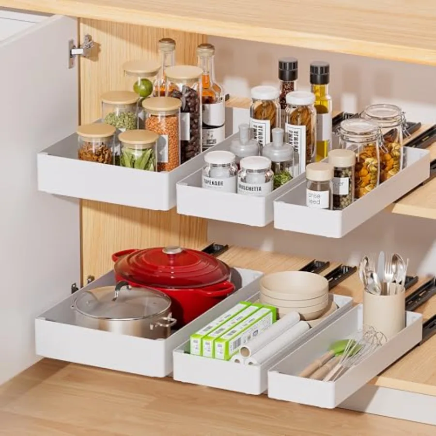 

3 Pack Pull Out Cabinet Organizer 15.7"Deep Pull Out Drawers for Cabinets Slide Out Drawers for Kitchen Cabinets Bathroom Cabin