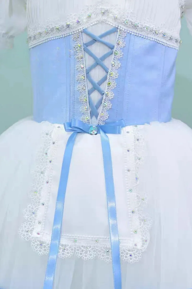 فستان مسابقة الباليه جيزيل/ابنة غير محفورة/تغيرات تنورة تول مخصصة بحاشية الأورجانزا