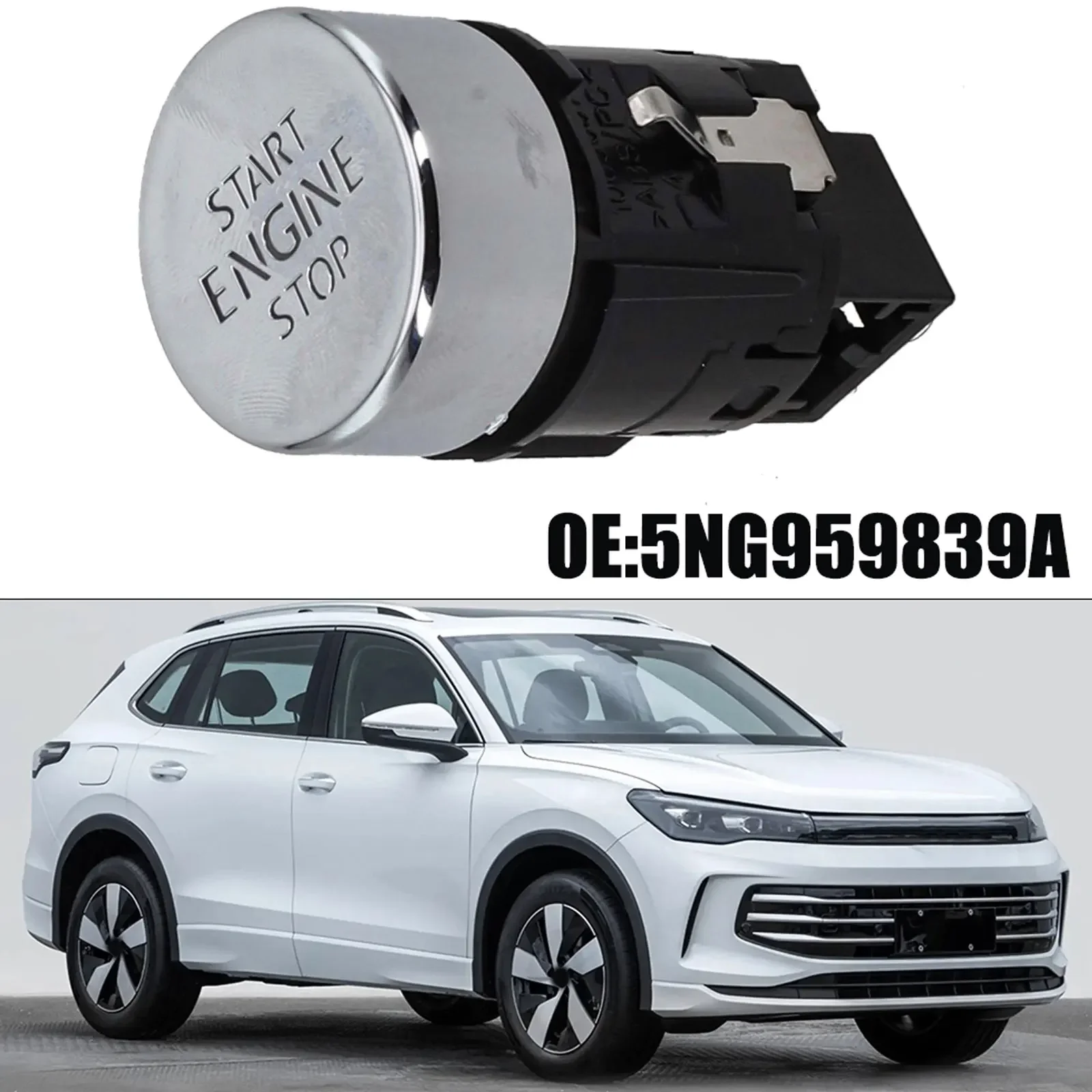 

Кнопочный переключатель Start Stop без ключа для Tiguan 2016-2024 5NG 959839 Запасные части из черного АБС-пластика, аксессуары для интерьера