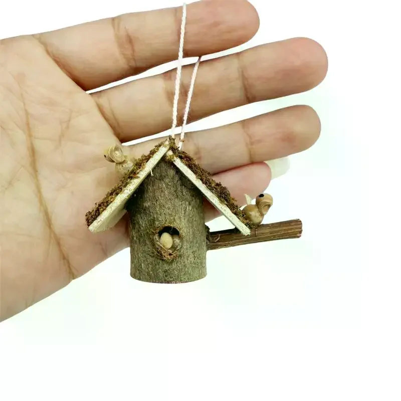 1Pcs 1: 12 Dollhouse Miniature Retro Bird Nest Small House Pendant Model For Doll House Decor Kids Pretend Play Toys Gift