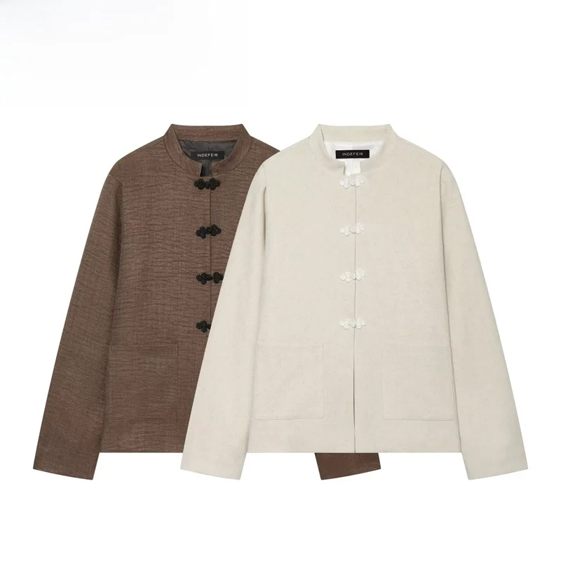 Fashionable Stand Collar All Match Women's Jacket Polyester Fiber Long Sleeve Standard Version Summer New Arrival