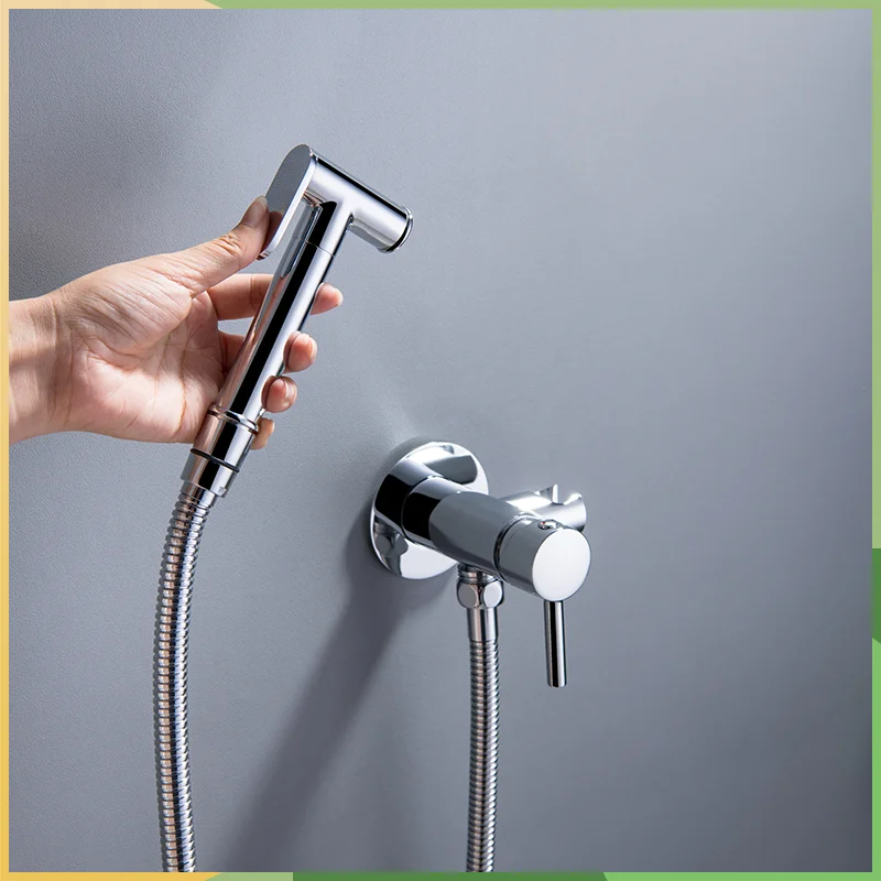 Brass Bidet Sprayer Faucet Bathroom Mixer Wall Mounted Hot And Cold Water With Hose Smesiteli Brushed Gold Brass Hand-held