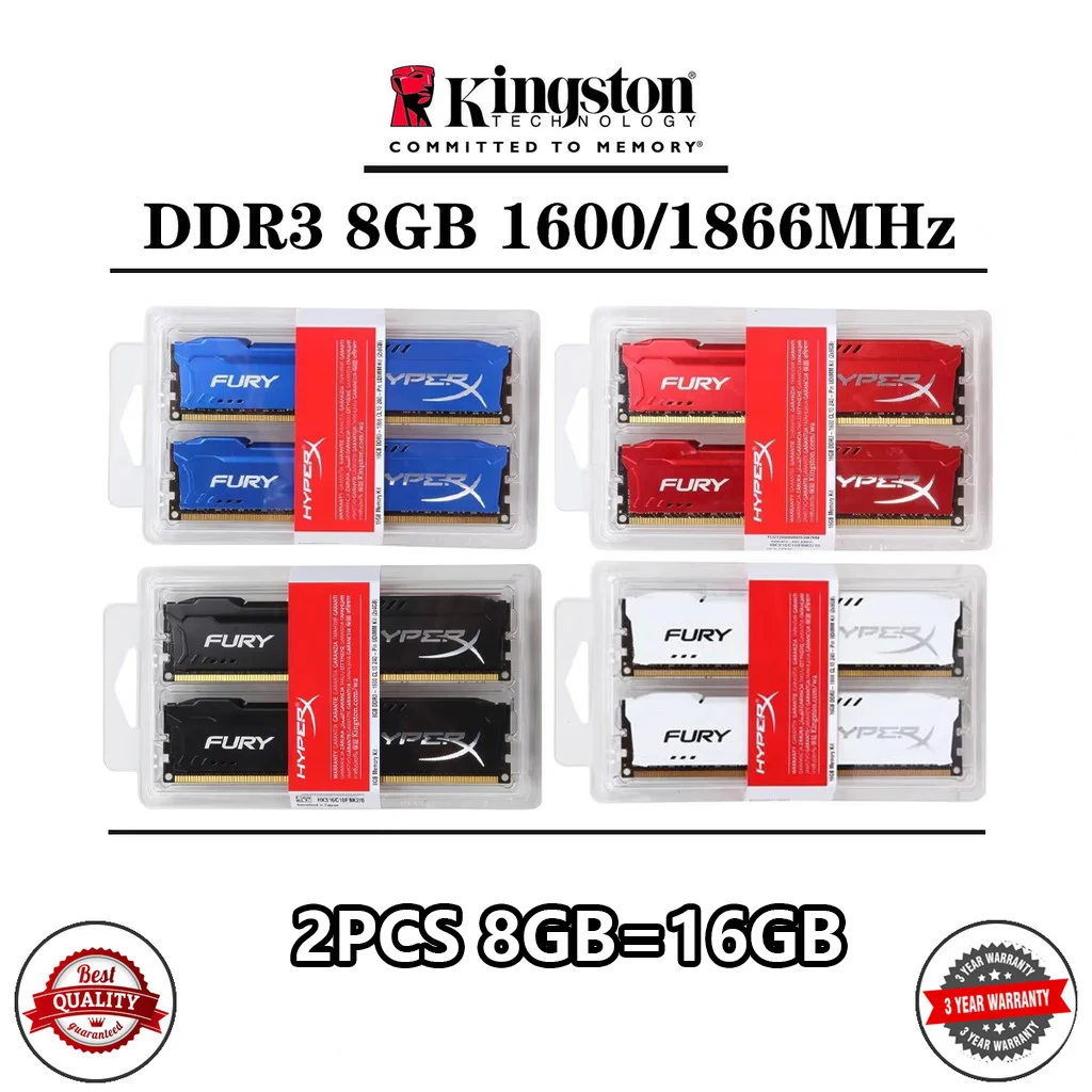 16GB DDR3 RAM 2PCS 8GB Memoria de escritorio DIMM 1333/1600/1866MHz 240Pin 1.35V/1.5V RAM PC3- 10600 12800