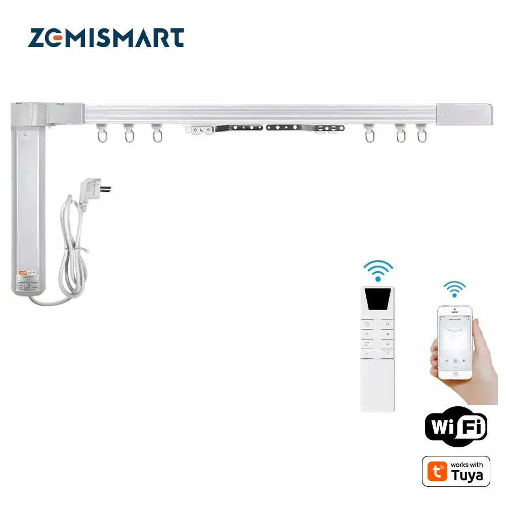 Zemismart New Design WiFi Curtain Motor Work with Tuya Smart Life Customized Electric Curtains Track Alexa Google Home Control