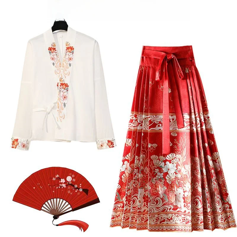 

Новая китайская легкая национальная трендовая юбка с хвостом, женская осень 2024, новинка Hanfu, небольшой дизайн, повседневная одежда для поездок на работу