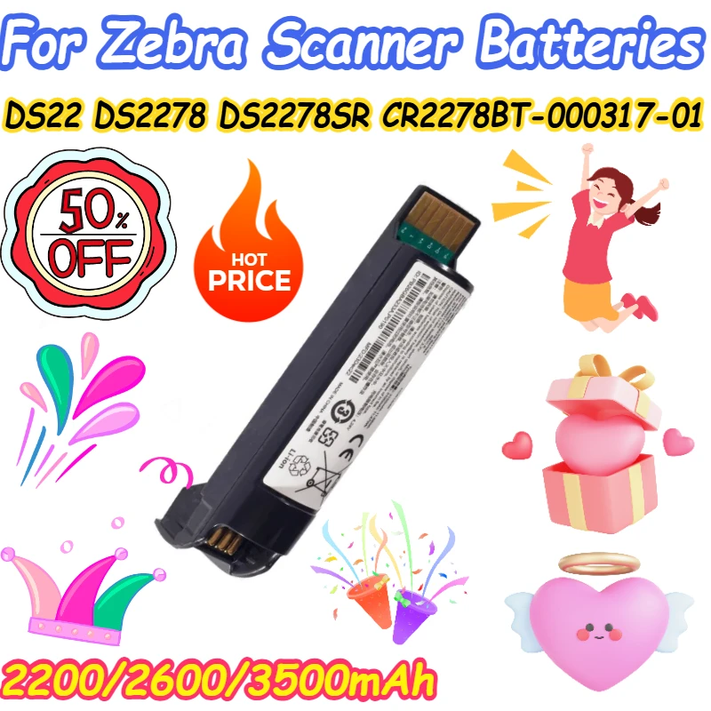 

2200/2600/3500mAh For Zebra DS22 DS2278 DS2278SR CR2278BT-000317-01 Scanner Batteries