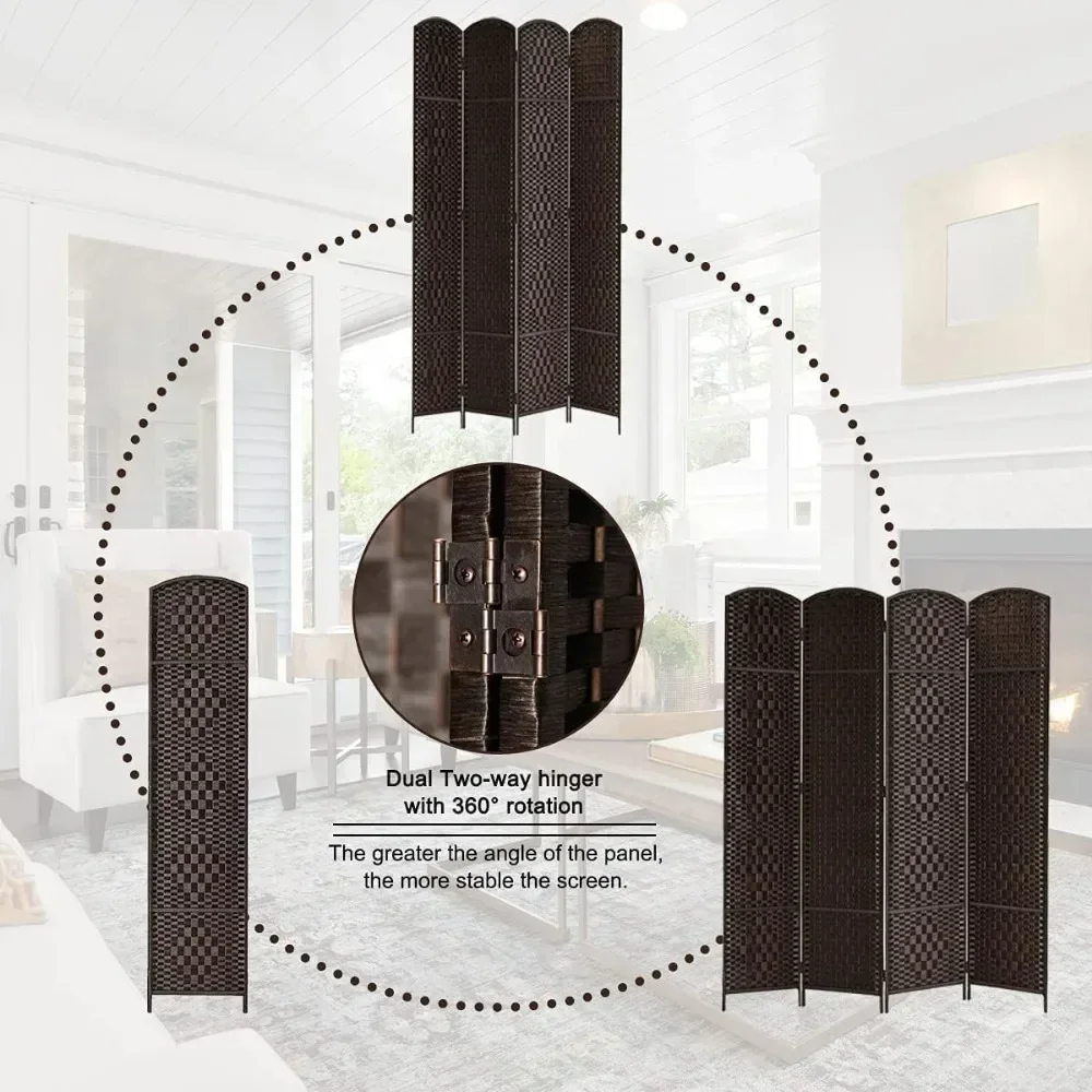

Room Divider, 6 ft Tall Room Dividers and Folding Privacy Screens, 16in Privacy Screen 6 Panel Dark Coffee Space Temporary Wall