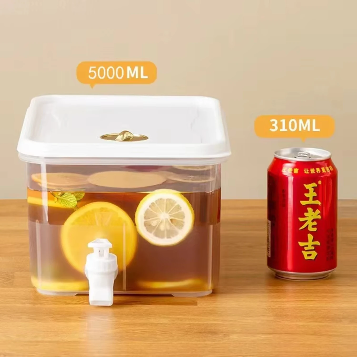 5L Cold Water Bucket with Faucet Refrigerator Jug Dispenser