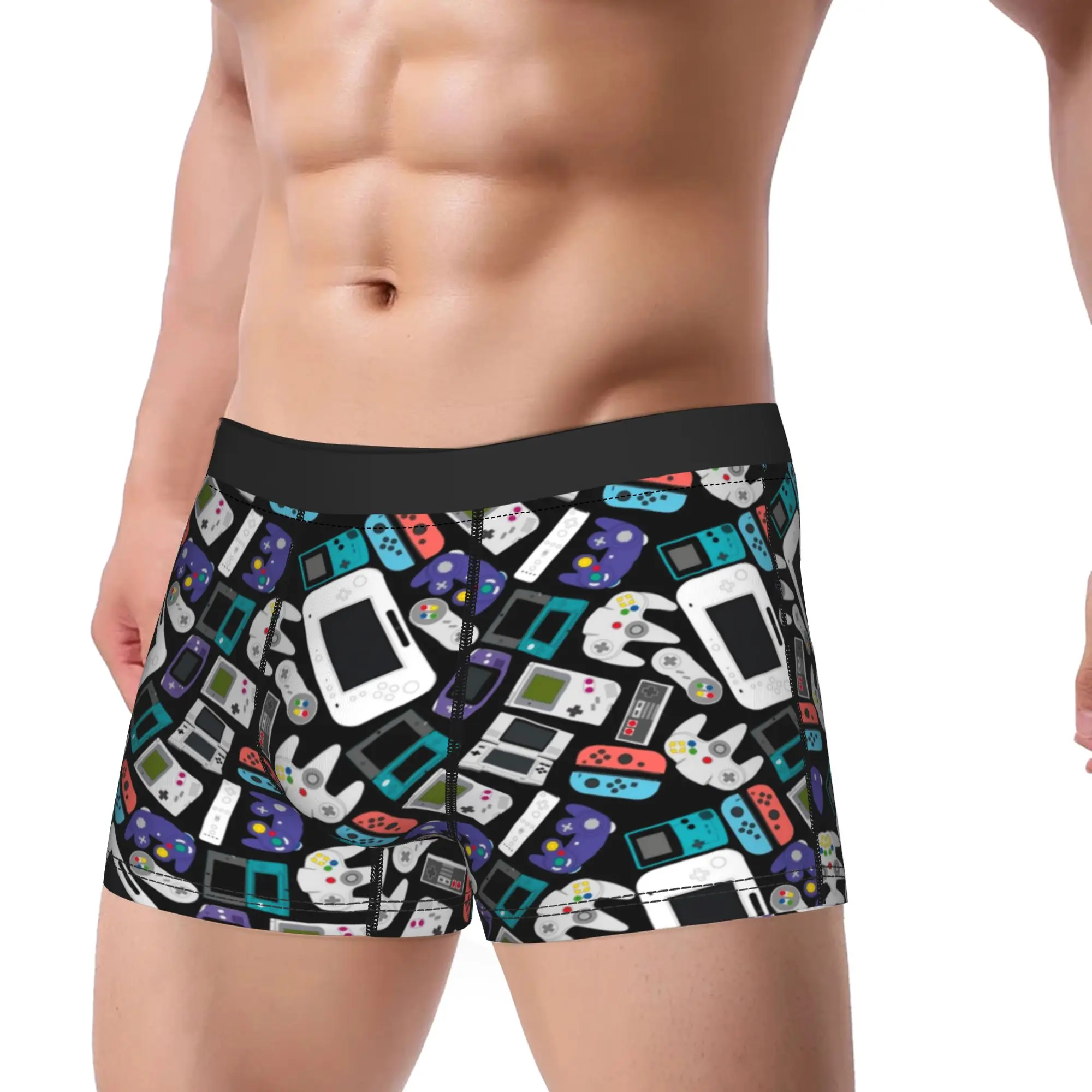 Man Game Controller Pattern Long Underwear  Funny Boxer Briefs Shorts Panties Male Soft Underpants M-XXL