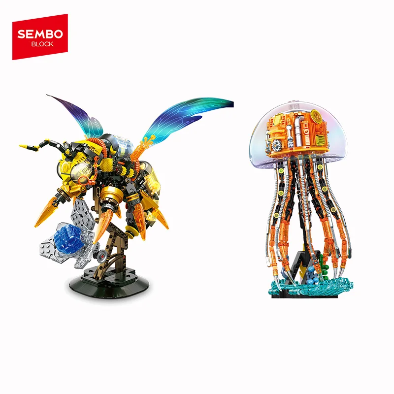 

SEMBO BLOCK Mecha Series Строительные блоки MOC Светящаяся пчела Медуза Модель Строительные кирпичи Орнамент Игрушки для мальчиков Детские подарки на Хэллоуин