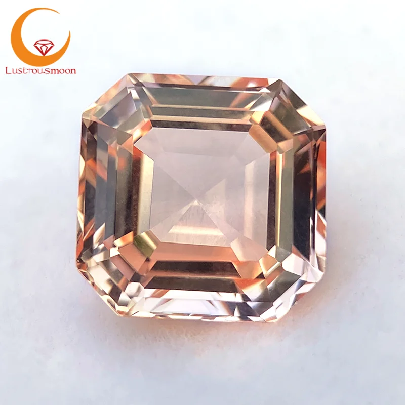 

Asscher Shaped Lab Grown Sapphire Synthetic Diamond Morganite Orange Gemstones AGL Certificate Loose Stone for Jewelry Making