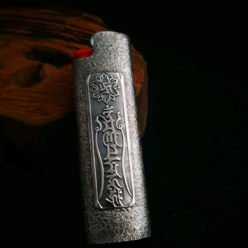 S925 Silver Handmade Lighter Case Cover Holder For Bic Size j3 J5 Lighters Multifunctional EDC Tool Lighters Case Sleeve