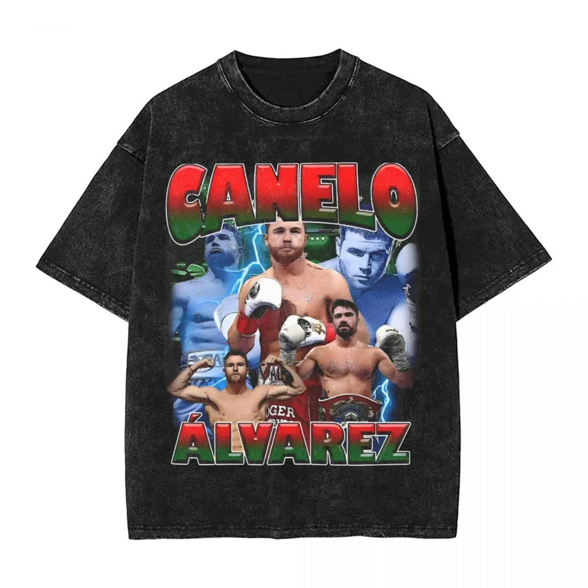 Canelo Alvarez Mexican Boxer Washed T Shirt Male Y2K Fun Cotton T Shirts Summer O-Neck Hip Hop Tee Shirt Print Oversized Tops