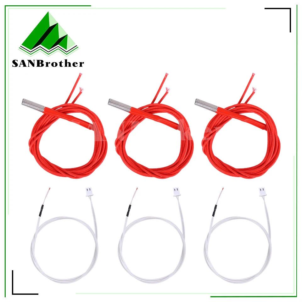 

6pcs NTC 3950 thermistor RAM44 1.4 A4988 MK2B 100K + 24V 40W Red Heater Cartridge Extruder Heater for Hotend Ender 3 Pro