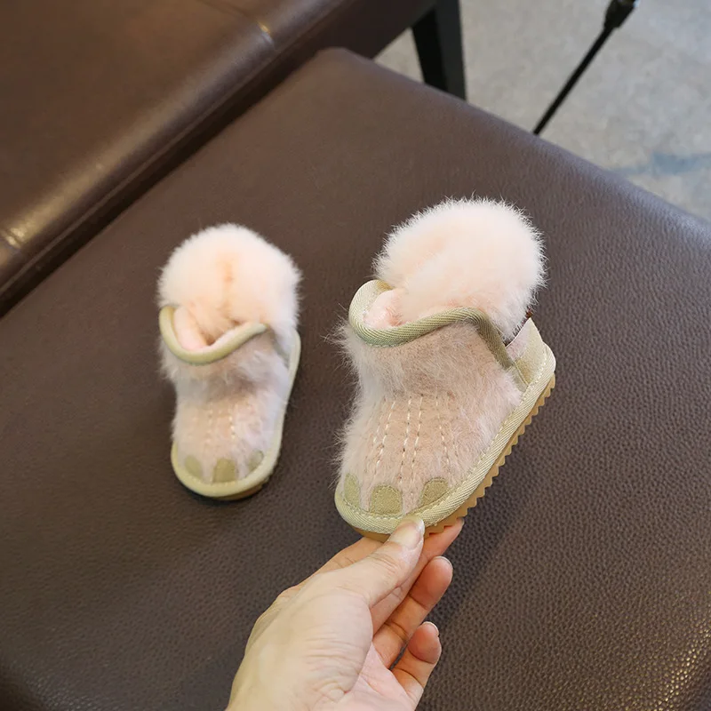 الشتاء طفل الفتيات أحذية الثلوج مختلط الألوان الدافئة بطانة أفخم حذاء من الجلد للأطفال الصغار أزياء الأطفال الأحذية القطنية #4