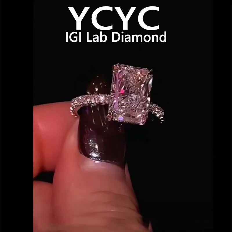 

Luxury Lab Grown Diamond 1 2 3 4 5Ct Ring Solid14K White Gold Radiant Cut Diamond CVD HPHT DEF VS-VVS Wedding&engagement Ring