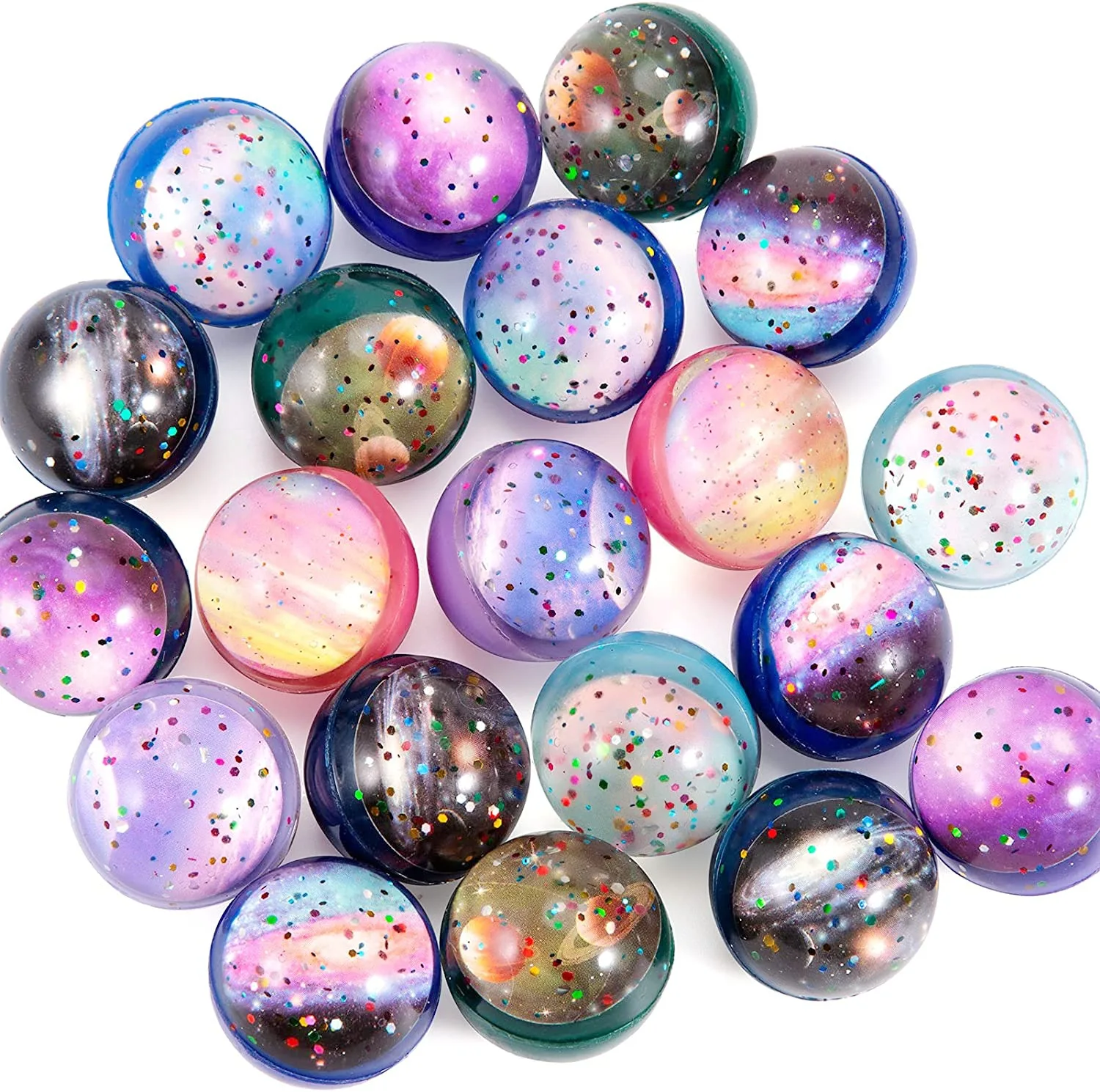 10PCS Rubber Bouncy Balls 30MM Balle Rebondissante Space Solar System Planet Theme Party Favors Prizes Birthday Gift Bag Filling