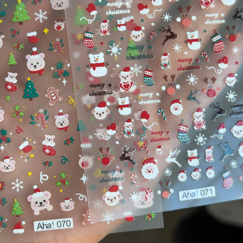 3D Nette Weihnachten Schneemann Nail art Aufkleber Winter Schneeflocke Santa Claus Elch Nagel Aufkleber Weihnachten Serie Neue Jahr Maniküre Aufkleber % #