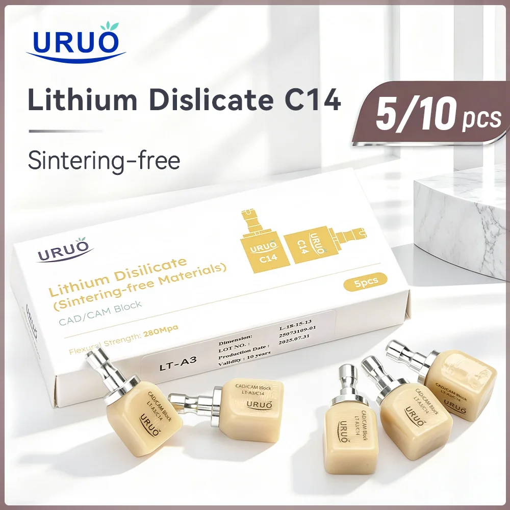 10/5PCS Dental Lithium Disilicate Blocks Without Sintering Instant Restoration Material C14 Emax Cube CAD/CAM Glass Ceramic