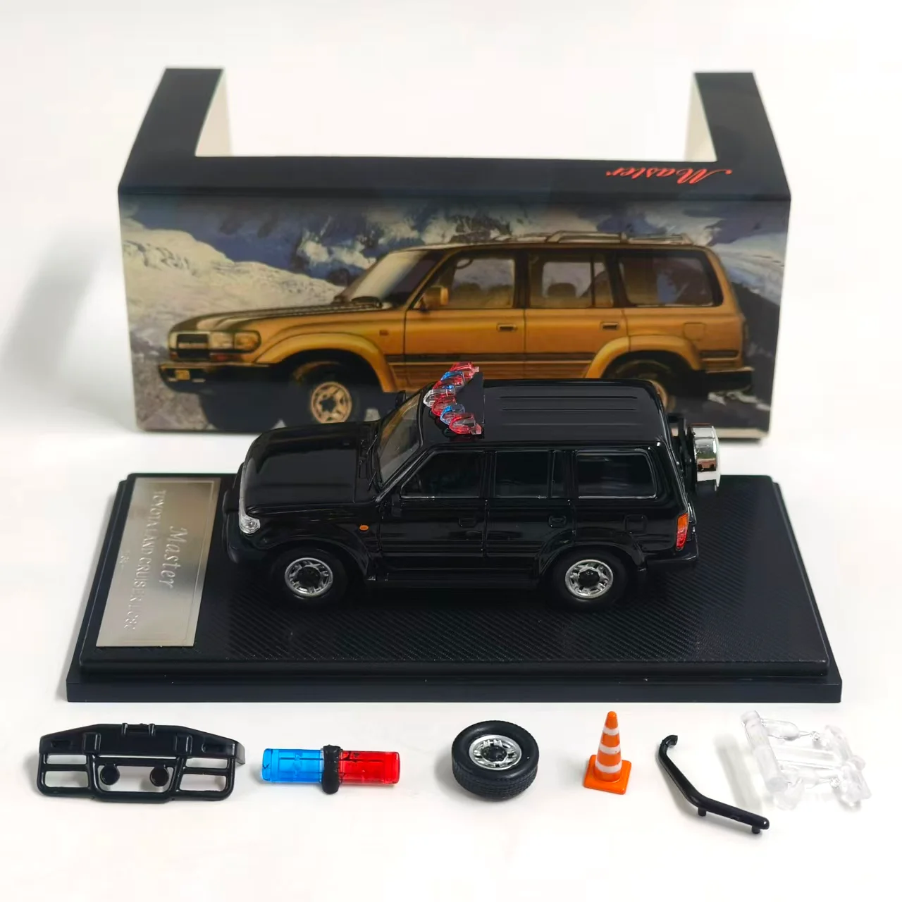 Diecast Master 1:64 Scale Off-Road Land Cruiser LC80 Police Patrol Black Alloy Car Model