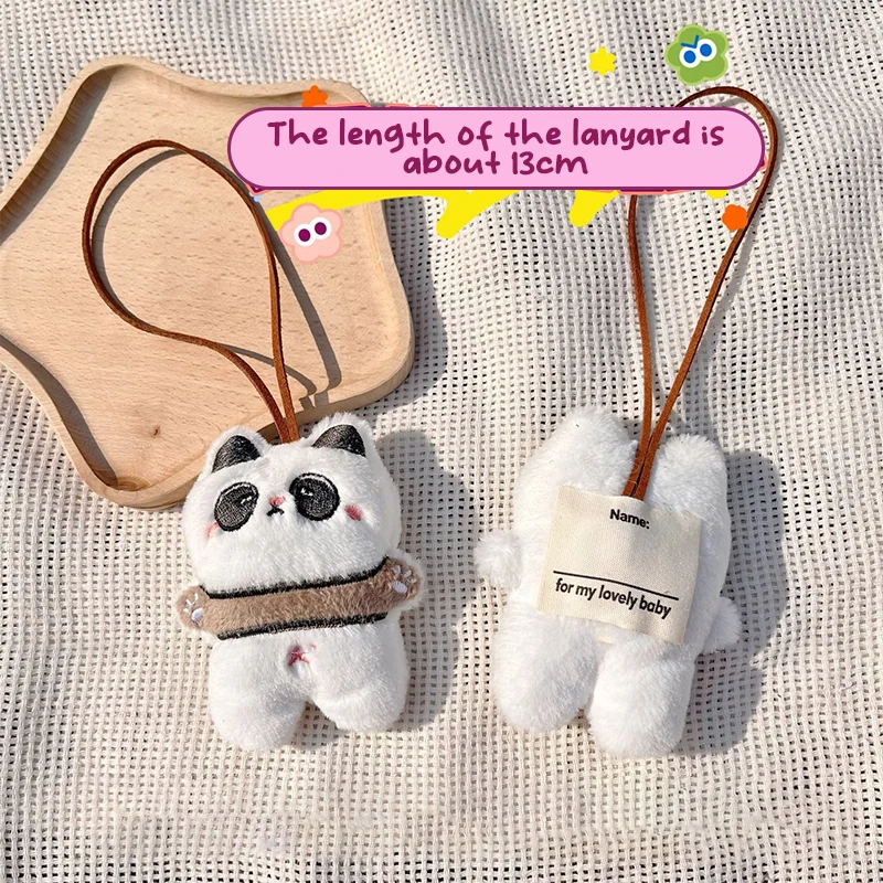 Cartoon Squeak Doll Name Sticker Pendant Frog Pig Rabbit Panda Plush Toy Anti-lost Mark Luggage Tag Charm Keychain Bag Decor