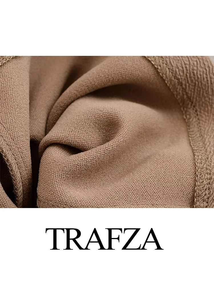 

TRAFZA Summer Women Chic Cross Collar Sleeveless Top+Elastic Waist Loose Simple Texture Wide-leg Long Pants Solid 2-Piece Set