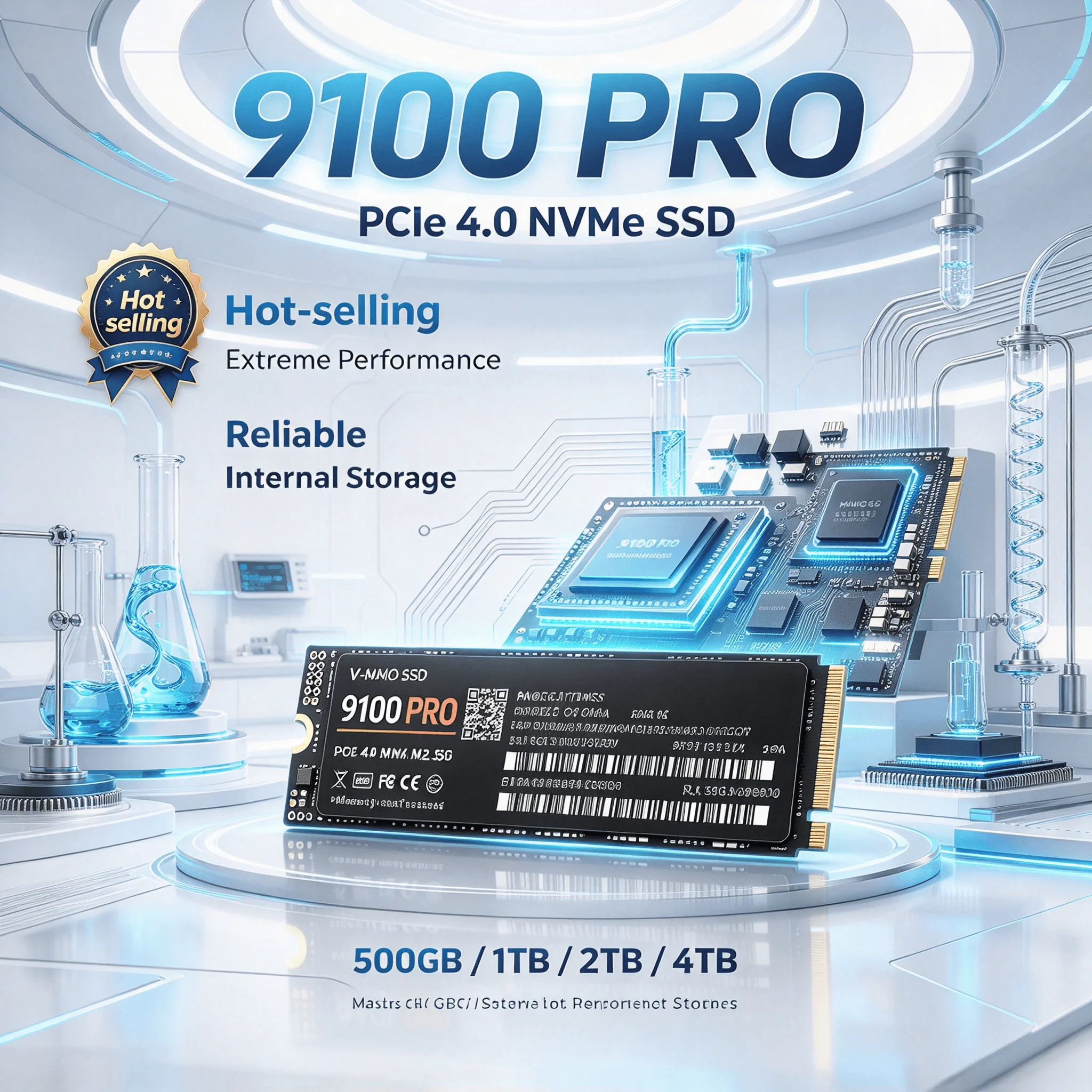 Laptop Desktop New SSD PCIe Gen4 9100 PRO M2 NVMe 7300MBs High Speed Drive 1TB 2TB 4TB Upgrade Your PC The Needs 4K