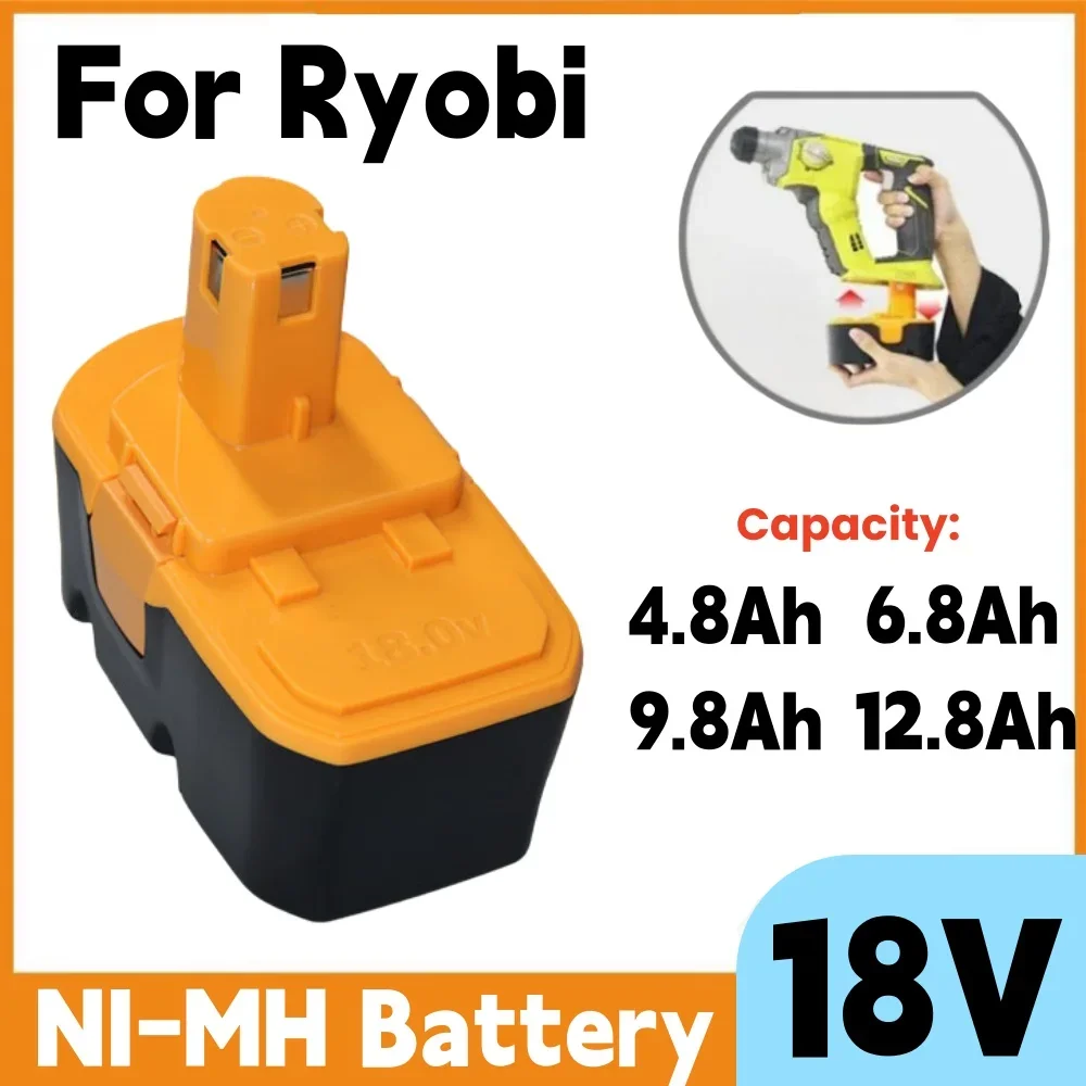 Suitable For Ryobi 18V 4800/6800/9800/12800mAh Ni-MH Rechargeable Battery Cordless Power Tool