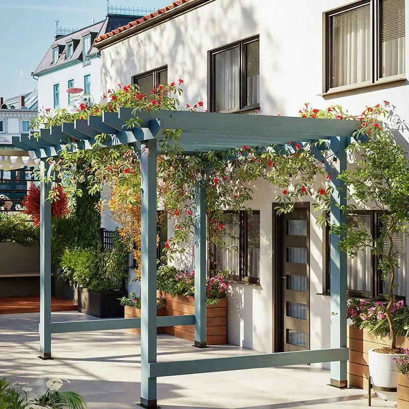 For Outdoor Courtyard Villa Yard Solid Wood Grape Rack Climbing Vine Trellis Pavilion Canopy Promenade Preservative Furniture