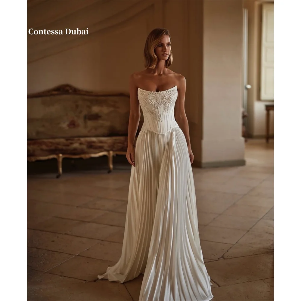 

Винтажные платья для выпускного вечера Contessa Dubai с затягивающей талией и аппликацией со складками на шнуровке сзадиفساتين equilibrium ajaSweep Train без бретелек robes de soirée