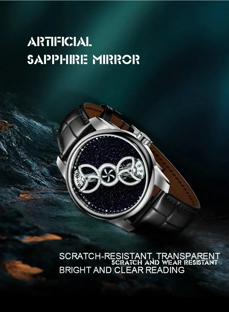 OBLVLO Men Automatic Watch 41MM Luxury Fashion Mechanical Wristwatch Luminous 50M Waterproof Sapphire Unique Concept Dial