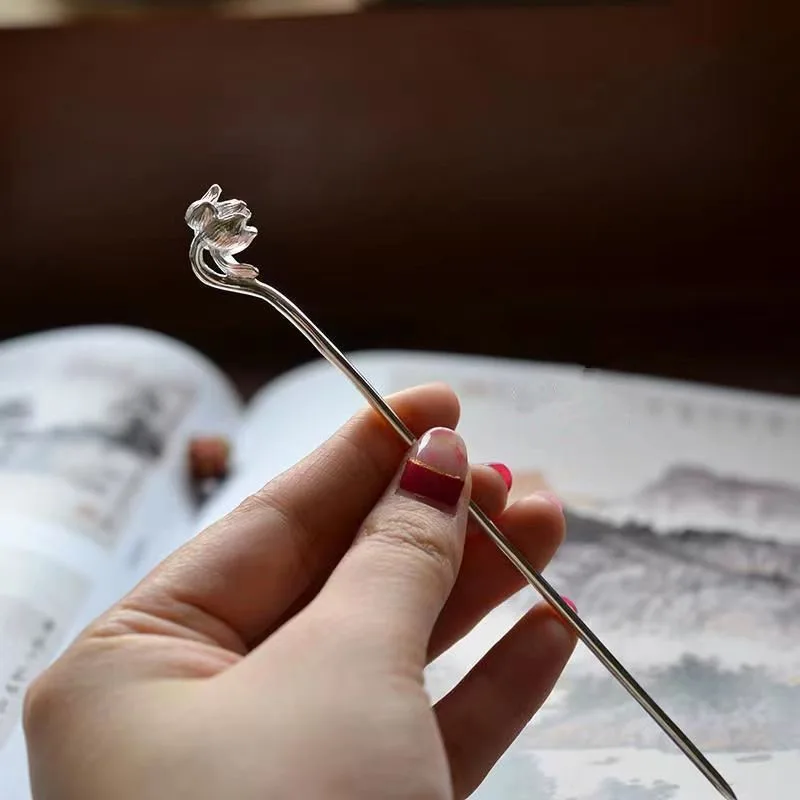 

Однотонная трехмерная заколка в китайском стиле в виде лотоса, женская заколка в стиле Мори, супер фея, современный простой дизайн, заколка для волос в античном стиле