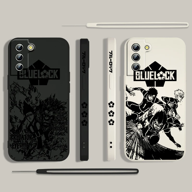 Anime BLUE LOCK Phone Case For Samsung Galaxy S24 S23 S22 S21 S20 Pro FE Plus Ultra Liquid Left Rope Cover