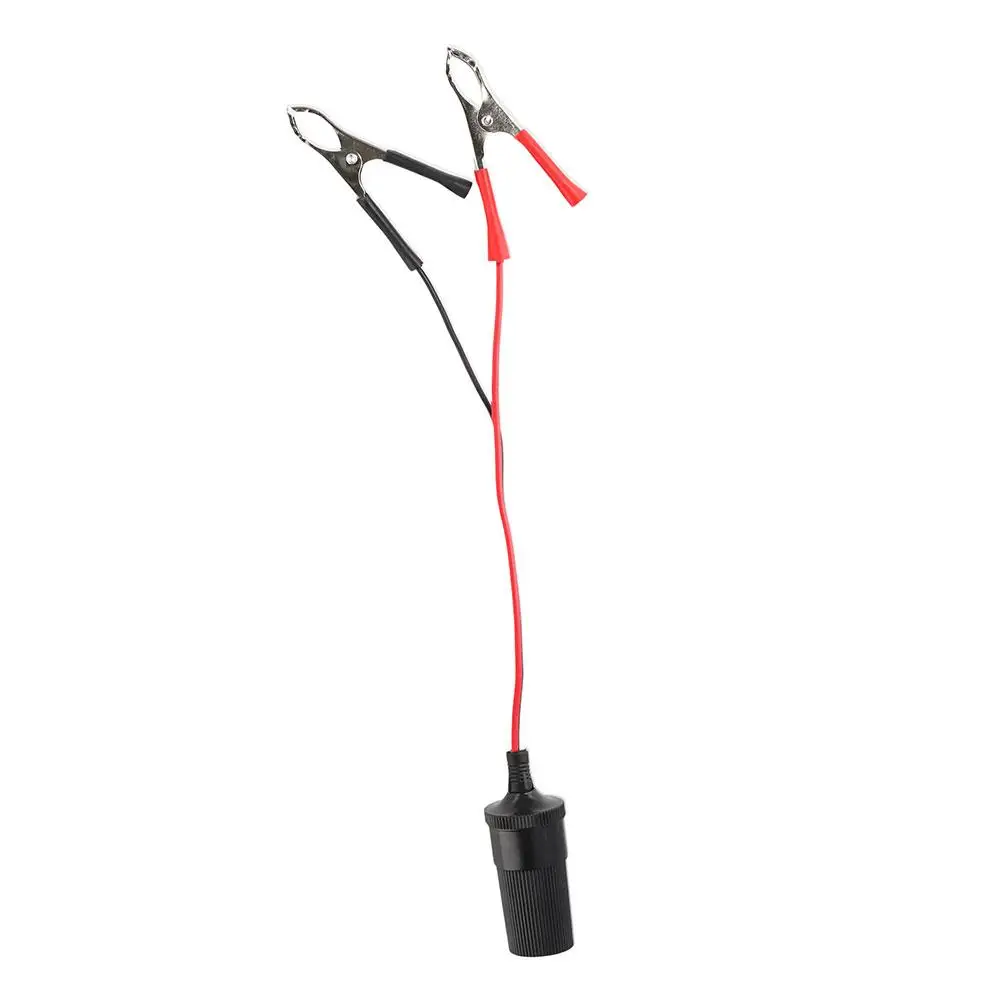 12v adaptador de cabo de extensão de isqueiro de carro, carregador de soquete crocodilo com clipe de conexão preto tomada de fio de carro j0h6