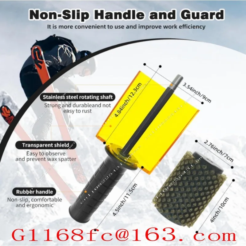 300Mm Ski Rotary Brush Kit, Snowboard Waxing Roller Brush Polishing Brush