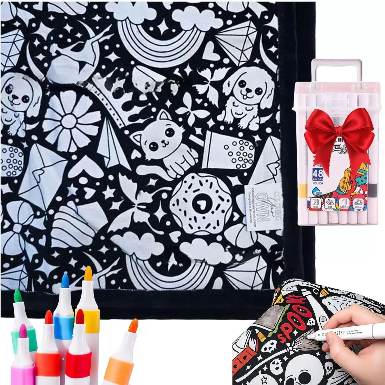 DIY Coloring Blanket With Markers 150x115cm With 24 color Marker Pen