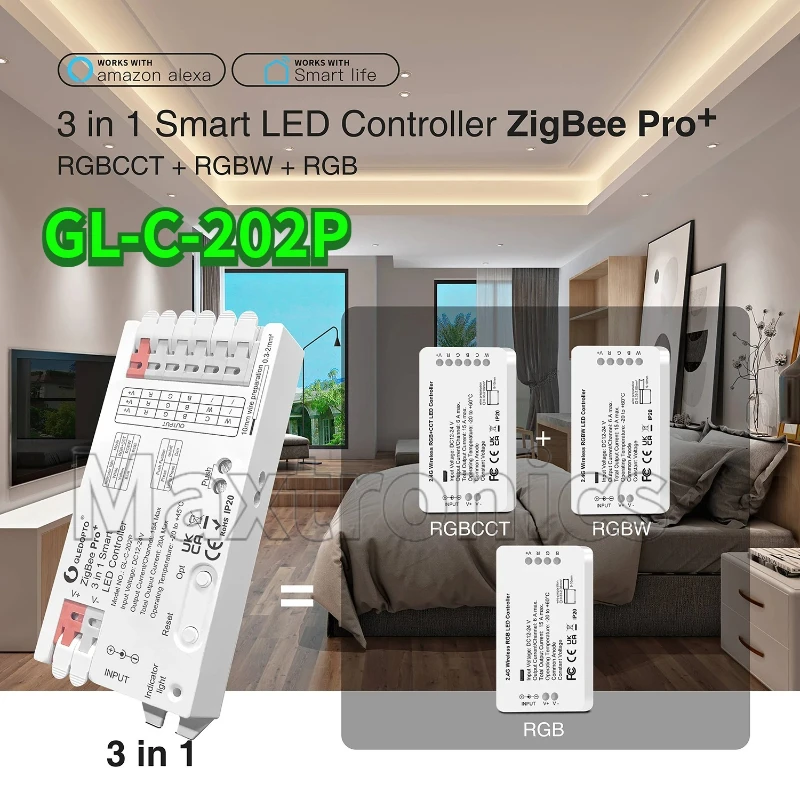 ZigBee 3.0 Pro+ 5/3 in 1 Controller 20A Max Tuya Smart APP Sprachsteuerung RGBCCT/RGBW/RGB LED-Streifen Lichter GL-C-201P/202P/203P