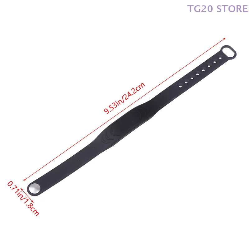 125KHz/13.56MHz 14443A IC Chip Silicone RFID Pulseira Ajustável Preto Puro Pulseira À Prova D 'Água