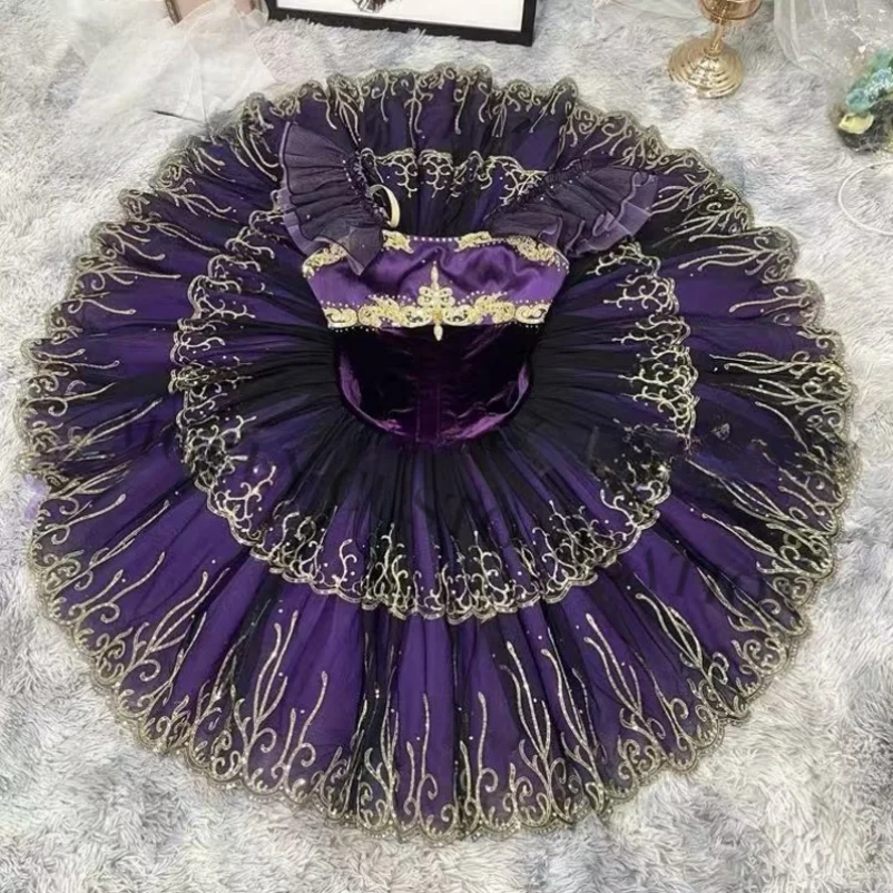 

High-end new custom purple lilac Venetian carnival variant ballet competition performance tutu skirt adult and kids