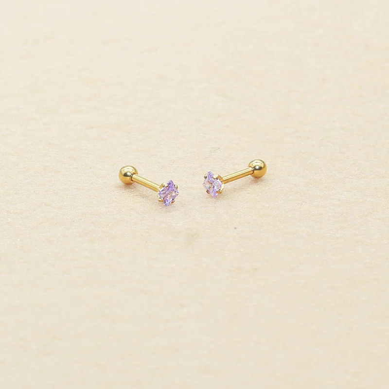 Edelstahl-Ohrstecker mit Zirkonia für Damen, hypoallergen, mit Schraubverschluss, minimalistischer Schmuck, neu, 1,2 x 6 mm, 3 mm, 1 Paar. – Detail 1